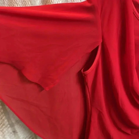 Hanna Nikole NWT Chiffon Ruffle Flattering Cape Sleeve Bodycon Pencil Dress - Picture 4 of 7